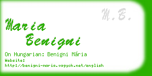 maria benigni business card